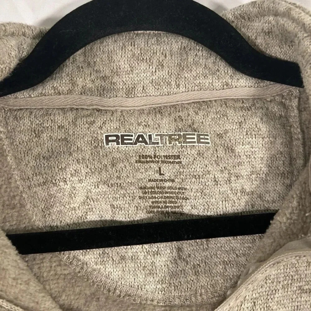 Realtree Sweater Men's Large Brown Grey 1/4 Zip Long Sleeve Polyester Pullover - Picture 6 of 11